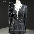 Jancember RSM67116 Mermaid Long Sleeve Sequin Lady Party Black Evening Gown